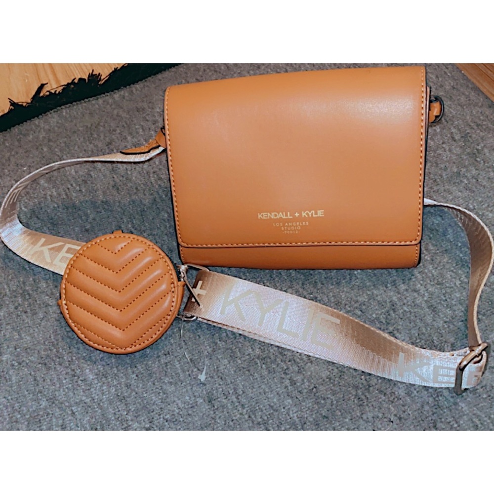KENDALL+KYLIE Tan Satchel Purse With Mini Pouch